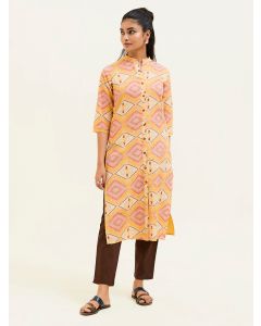 Mustard Handloom Cotton Straight Kurta 