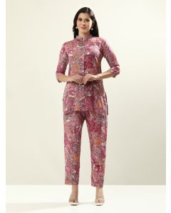 Printed Floral Pure Cotton Co-Ord Sets-1869 Pink