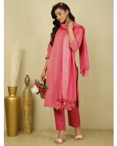 Self Design Fuchsia Suit Set