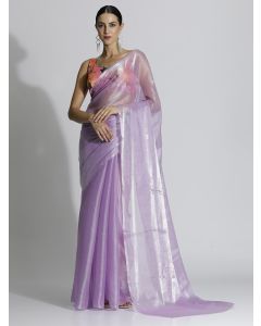 Lavender Festive Tissue Solid Saree