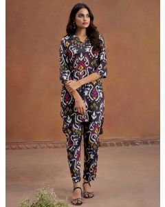 Black Ikat Printed Festive Co-ord Set