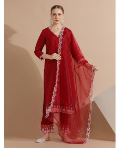 Festive Embroidered Kurta Set With Dupatta