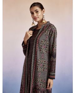 Grey Woolen Ethnic Printed Co-ord Set