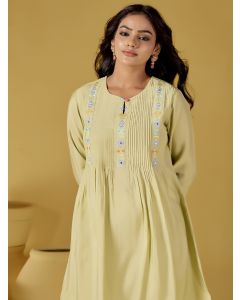 Lime Green Mirror Work Embroidered Festive Co-ord Set