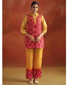 Bandhej Mirror Work Festive Co-ord Set-1C24COORR003-MUSTARD