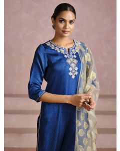 Teal Blue Gota Patti Work Festive Kurta Set With Dupatta