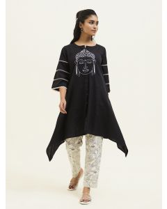 Black Buddha Embroidered Black Co-ord Set
