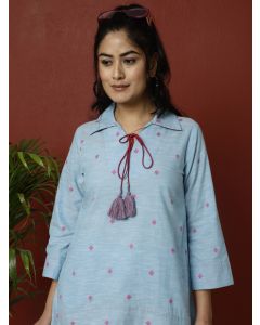 Sky Blue Cotton Yard Dyed Loungewear Set 
