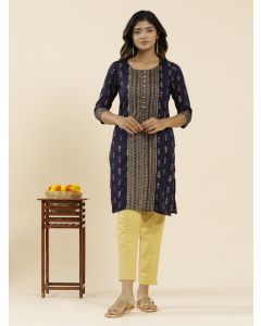 Purple Ethnic Printed Straight Kurta