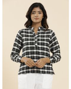 Black Checks Straight Top