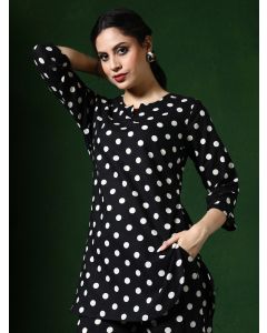 Floral Printed A-Line Pure Cotton Kurta & Palazzos Sets-1B25KPLZR005 Black