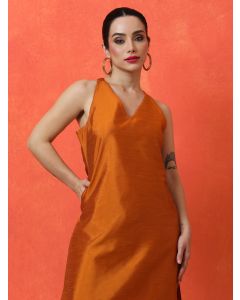 Mirror Work Anarkali Kurta Set With Dupatta-1B25KPNTR002 Orange