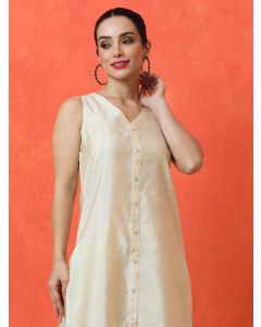 Chanderi Jacquard Festive Kurta Set With Dupatta-1B25KPNTR003 Off White