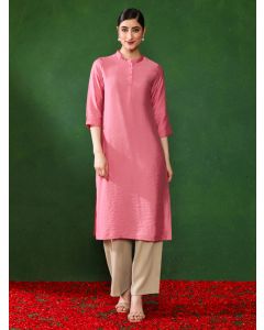 Solid Straight Kurta-1B25KRTAR0042 Pink
