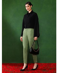 Women Olive Solid Regular Trousers-1B25PANTR0011 Olive