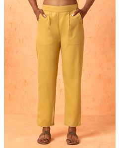 Women Beige Solid Regular Trousers-1B25PANTR006 Beige