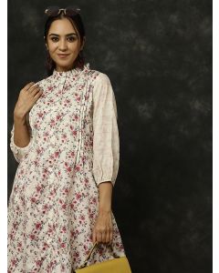 Yellow Rose Printed A-line Kurta