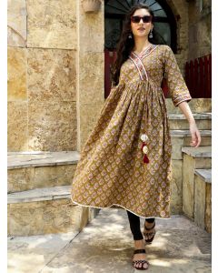 Ethnic Printed Brown Anarkali Kurta 