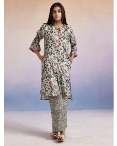 Floral Printed Straight Kurta With Palazzo Set