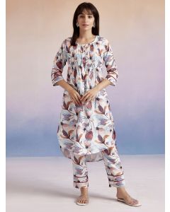 Brown Floral Printed Kurta Set