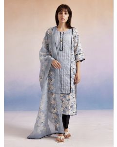 Blue Floral Printed Kurta Set With Dupatta