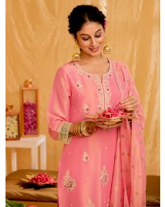 Embroidered Asymmetrical Co-ord Set-1C24KPTDR0020 Pink