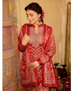Thread Work Embroidered Kurta Set With Dupatta-1D24KPTDR0010 Red