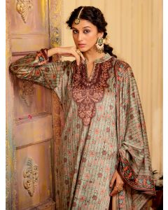 Zari Embroidered Tissue Silk Festive Kurta Set With Dupatta-1D24KPTDR001 Mint Green
