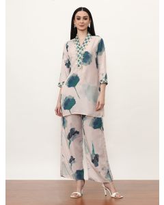 Embroidered Cotton Blend Floral Co-Ords-2271 Off White