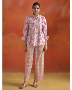 Floral Printed Co-ord Set-1C24COORR0014-PINK