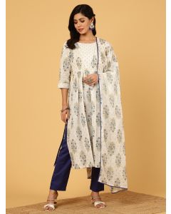 Block Printed Nyra Cut Suit Set With Dupatta