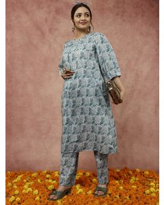 Sea Green Loose Fit Kurta with Pants