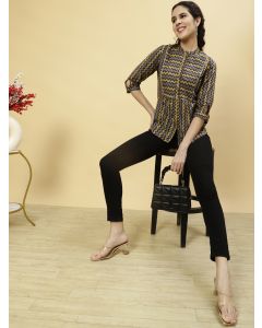 Charcoal Zig-Zag Printed Top