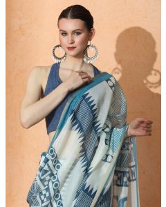 Geometric Chanderi Cotton Saree with Unstiched Blouse-AC SUMONA Multicolor