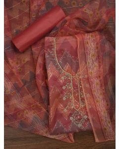 Multicolor Sequin Embroidered Organza Dress Material with Dupatta