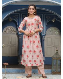 Flared Floral Print Kurta With Pants