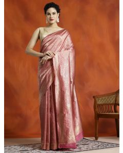 Pink Silk Banarasi Zari Woven Heavy Saree