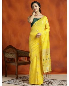 Mustard Silk Banarasi Zari Woven Heavy Saree