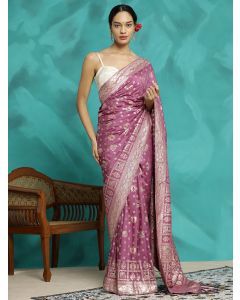 Festive Lavender Zari Woven Heavy Banarasi Saree 
