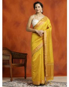 Gold Zari Woven Design Banarasi Organza Saree
