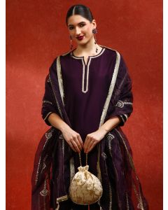 Solid Embroidered A-Line Kurta & Sharara Sets-ES_2527_Purple