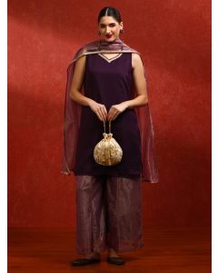 Solid Embroidered Straight Kurta & Palazzos Sets-ES_7550_Purple