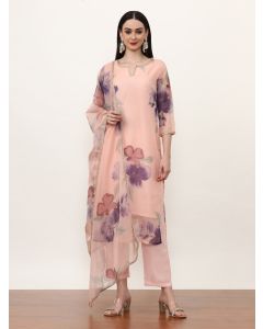 Printed Organza Floral Kurta Sets With Organza Dupatta-ES_7519_Peach_XL