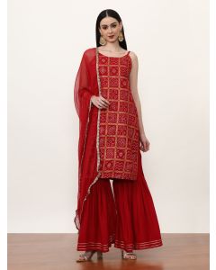 Printed Ethnic Motifs Kurta Sets With Poly Chiffon Dupatta-ES_7535_Red_L