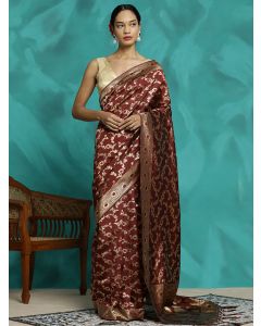 Maroon Zari Woven Design Banarasi Saree 