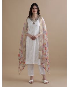 Embroidered Nylon Ethnic Motifs Kurta Sets With Dupatta-GNS078