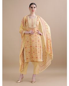 Pure Cotton Floral Embroidered Kurta Sets With Dupatta HANDN-409