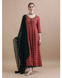Pure Cotton Floral Embroidered Kurta Sets With Dupatta HANDN-627