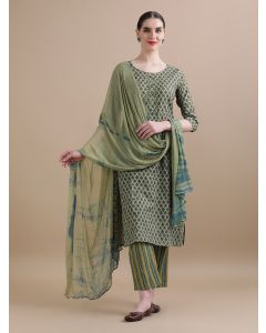 Pure Cotton Embroidered Straight Kurta Sets With Dupatta HANDN-660