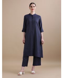Pure Cotton Solid Kantha Work Kurta With Pant HANDN-694